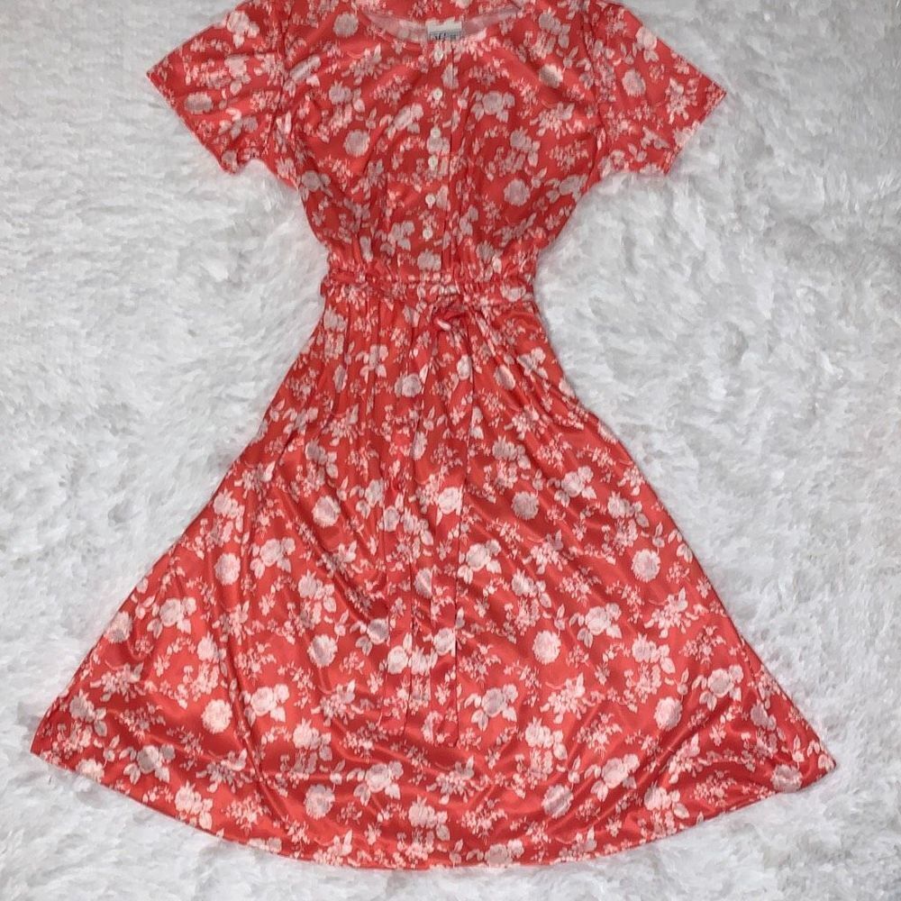 Vintage Haband For Her Coral Floral Dress 10P